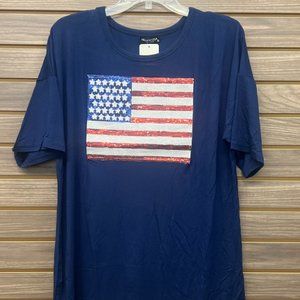 Plus Solid Top with Sequins Flag Patch